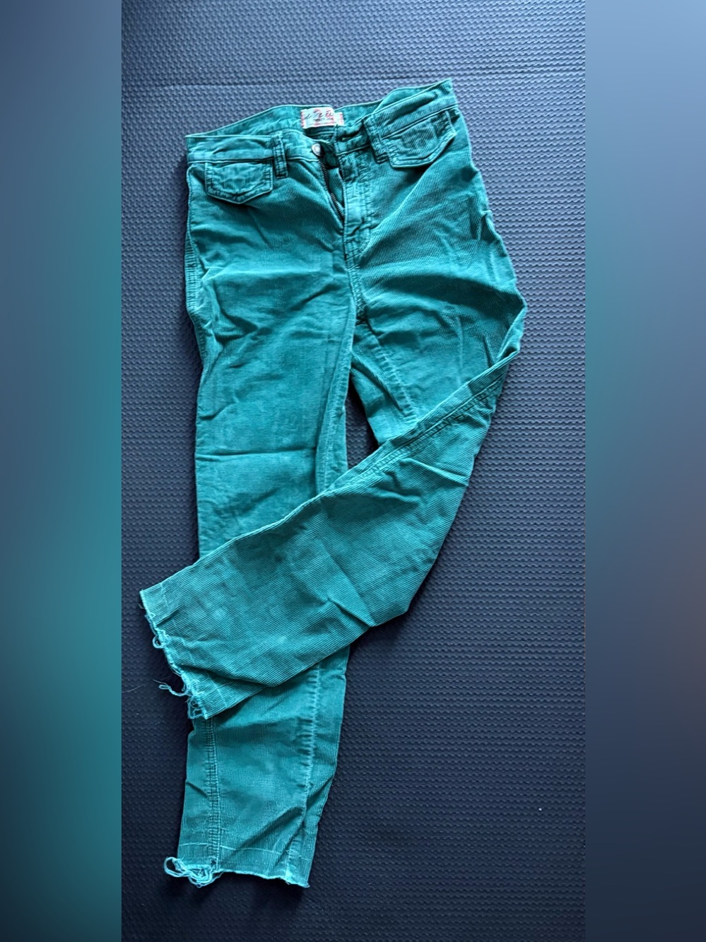 Free People Teal Cropped Ankle Jeans
